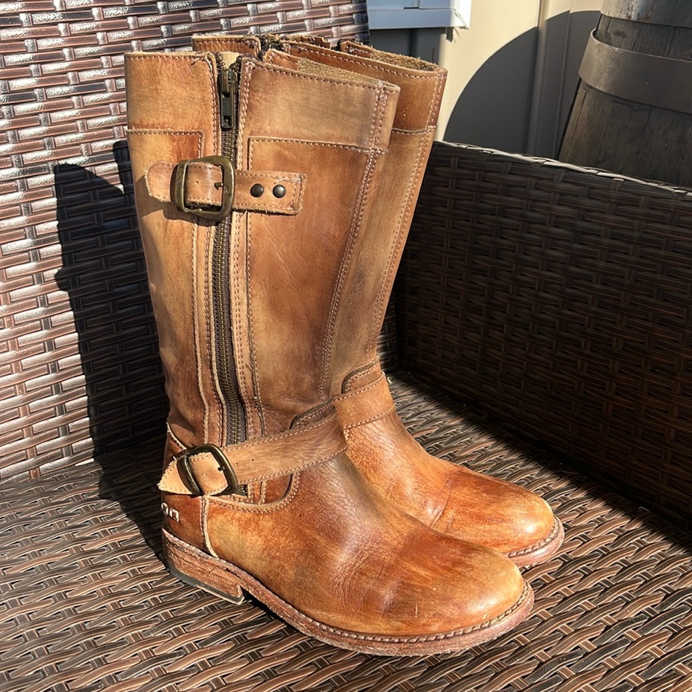 BED|STU Tan Leather Moto Boots